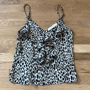 Cheetah print camisole with ruffle detail